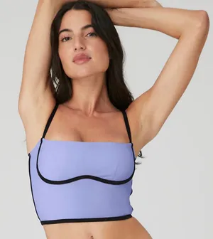 Alo Yoga Airbrush Streamlined Bra Tank Infinity Blue/Black S thumbnail 1