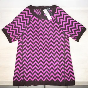 J Crew Funky Merino Wool Zig Zag Chevron Short Sleeve Sweater Size XS thumbnail 1