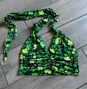 Green Clover Halter Bikini Top Black Size M thumbnail 1