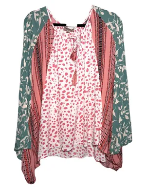 GiGo Plus XL Oversized Mixed Print‎ Boho Tunic Top Kimono Dolman Sleeve thumbnail 1