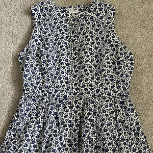J. Crew Factory Blue And White Floral Button Front Linen Blend Dress thumbnail 4
