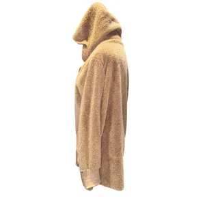 Fleece hooded cardigan Tan Size XL thumbnail 2