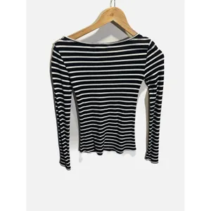 BCBGMAXAZRIA Striped Top Womens XS Black White Ribbed‎ Knit Long Sleeve Casual thumbnail 5