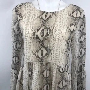 Adrienne snake print bell sleeve scoop back dress thumbnail 2