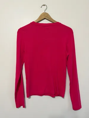 Ralph Lauren Pink Women’s Long Sleeve Shirt Size Large Cotton Knit Top Luxury thumbnail 6