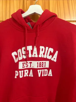 Costa Rica Pura Vida Size Small Red Hooded Sweatshirt thumbnail 3