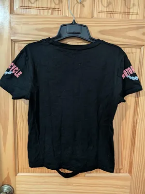 On Fire Black Motorcycle Distressed Graphic Tee L thumbnail 4