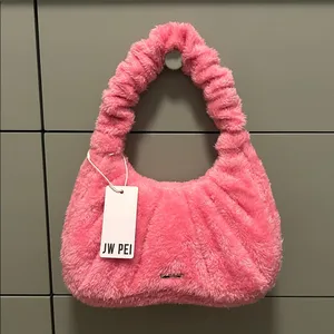 JW PEI Gabbi Terry Ruched Pink Faux Fur Fuzzy Hobo Handbag Revolve thumbnail 6