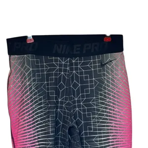 Nike Pro Women's Leggings‎ Dri Fit Compression Graphic Workout Pink Black Medium thumbnail 2