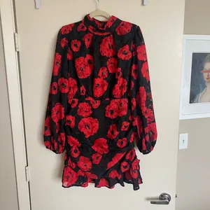 VICI Silk Night Ruched Floral Mini Dress - Chic Red Floral Dress thumbnail 5