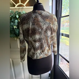 Vintage 90s August Silk mesh wrap tie animal print top, size large thumbnail 6