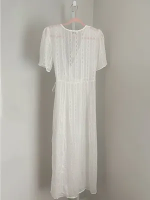 Francesca's Sheer Boho White Lace Wrap Kimono Beach Cover Up Tassels Size M NWT thumbnail 3