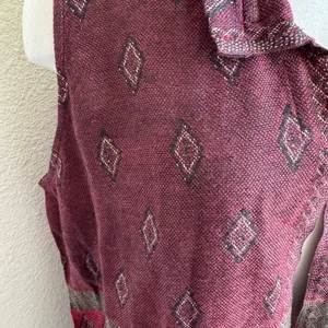 Boho Southwestern Sleeveless Cardigan Fringe Vest John‎ Mark Burgundy large thumbnail 11