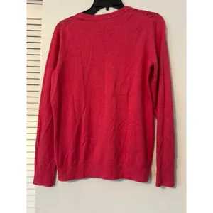 Banana Republic‎ Womens Pink Crew Neck Sweater Eyelet Knit Medium thumbnail 3