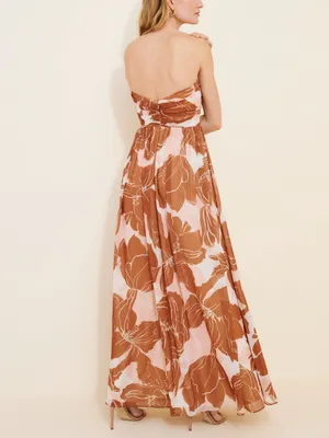 Katie May Adele Strapless Floral Maxi Dress in Brown and Blush Gown thumbnail 2