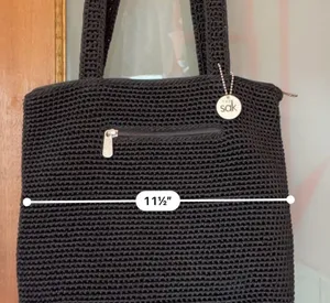 The Sak Black Crochet Double Strap Shoulder Purse Bag EUC thumbnail 3