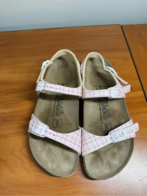 Birkis‎ by Birkenstock Womens 38/7 Pink Plaid Buckle Ankle Strap Sandal Leather thumbnail 3