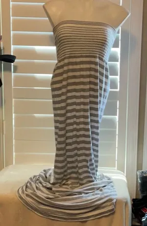 Striped Gray Maxi Dress Size M thumbnail 1