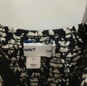 Old navy cami floral black & white flutter sleeve knee length dress large #1100 thumbnail 4