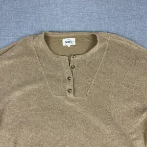 Madewell Sweater Womens L Brown Henley 3/4 Sleeve Terry Relaxed Pullover MWL Top thumbnail 2