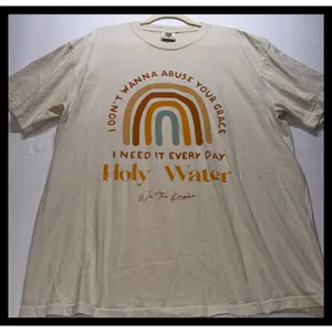 Comfort Colors We The Kingdom T-Shirt‎ Women XL Ivory Rainbow Holy Water Graphic thumbnail 1