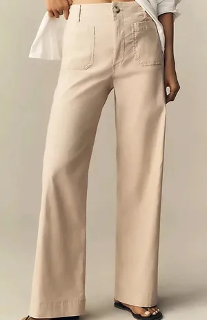 Maeve Anthropologie Colette High Rise Wide Leg Pants Beige Size 31 thumbnail 1