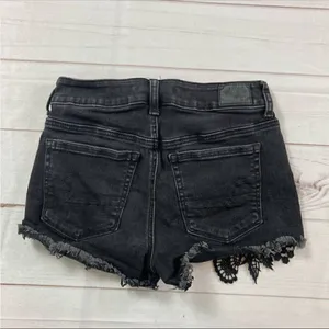 American Eagle Womens Black Super Stretch X Hi Rise Crochet Accent Short Size 4 thumbnail 3