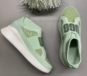 Ugg Sneaker Glitter Chunky Mint Green Spellout Graphic Strap Shoe Womens Size 7 thumbnail 1