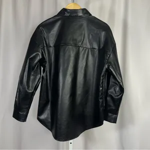 SHEIN Small Faux Leather Button Jacket Retro Classic Classy City Style Collared thumbnail 2