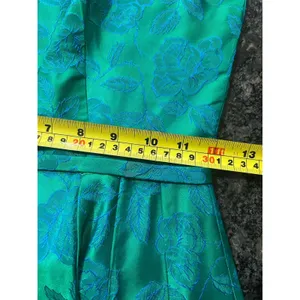 Vintage 1950's Original blue green brocade form fitted long gown Costume Theater thumbnail 9