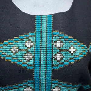 Anthropologie Tabitha Black Cotton Diamond Embroidered‎ Boho Sleeveless Dress 12 thumbnail 4