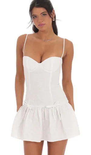 Lucy in the Sky white corset double bow drop waist dress thumbnail 1