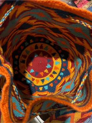 Handcrafted Wayuu Mochila Shoulder Bag – Colorful Geometric Pattern thumbnail 9