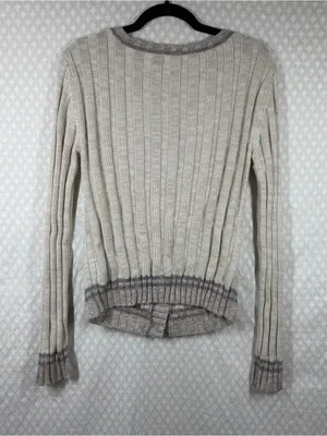 Free People Cream Tan Walk In The Park Knit Angora Blend Button Up Cardigan thumbnail 6