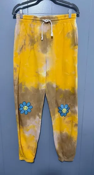 Urban Outfitters Out From Under Yellow Tie Dye Flower Jogger Sweatpants M thumbnail 1