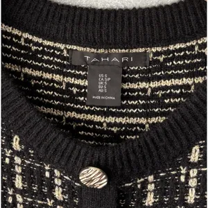 Tahari Sweater Dress Size Small Black Gold Wool Blend Academia Preppy Classic thumbnail 5
