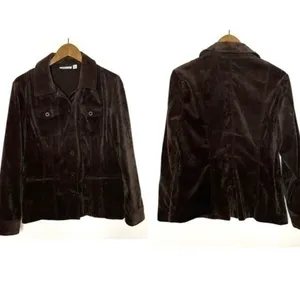 Croft&Barrow Corduroy Button Up Shirt Jacket Dark Chocolate Brown Medium thumbnail 2
