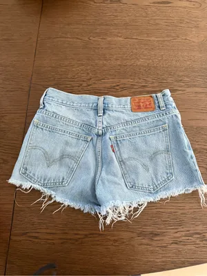 Levi's Light Blue Distressed Denim Cutoff Shorts thumbnail 2