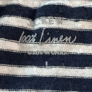J.Crew Womens Navy White Striped 100% Linen Short Sleeve T-Shirt Size L RN77388 thumbnail 3