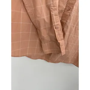Garnet Hill Womens 12 Salmon Pink Windowpane Plaid Organic Pima‎ Cotton Shirt thumbnail 3