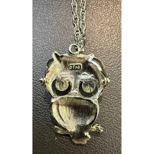 FAB Womens Pendant Necklace Silver Owl Moving Glasses Vintage Costume‎ Jewelry thumbnail 4