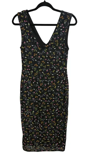 AFRM Midi Dress Wildflower Floral Black Mesh V-Neck Bodycon Size M Aesthetic thumbnail 1