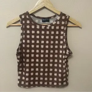 White Fox Boutique Brown and Cream Patterned Cropped Tank thumbnail 3