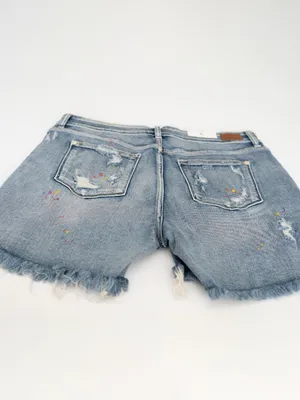 Judy Blue - Distressed Paint Splatter Denim Shorts thumbnail 7