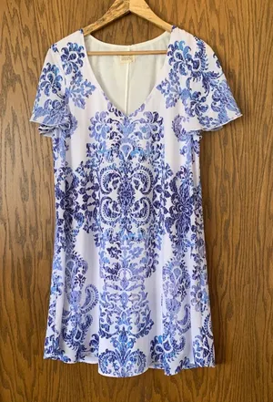show me your mumu dress For Stitch Fix Medium‎ Blue Shift Dress CP0626 thumbnail 1
