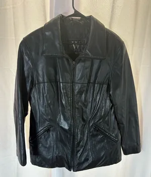 Vintage New York by‎ Winlet Women’s Large Black Genuine Leather Jacket EUC thumbnail 1