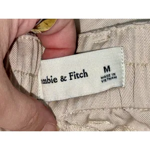 Abercrombie & Fitch Beige Cream Belted Pleated Tapered Trousers Dress Pants Sz M thumbnail 4