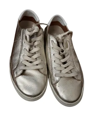 Soludos Womens‎ Gold Metallic Leather Low Top Lace Up Sneakers Size 6 thumbnail 1