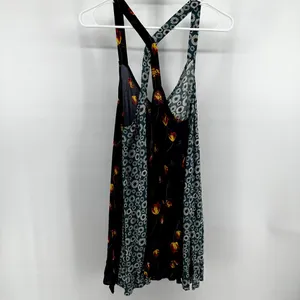Free People Back To Back Tank Slip Dress Patchwork Boho Floral Blue Combo Small thumbnail 7