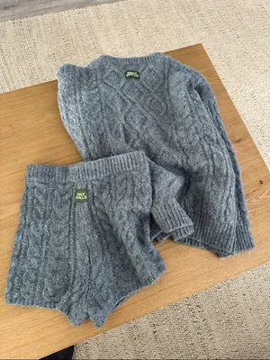 Daily Drills Gray Cable-Knit Sweater & Shorts Set thumbnail 2